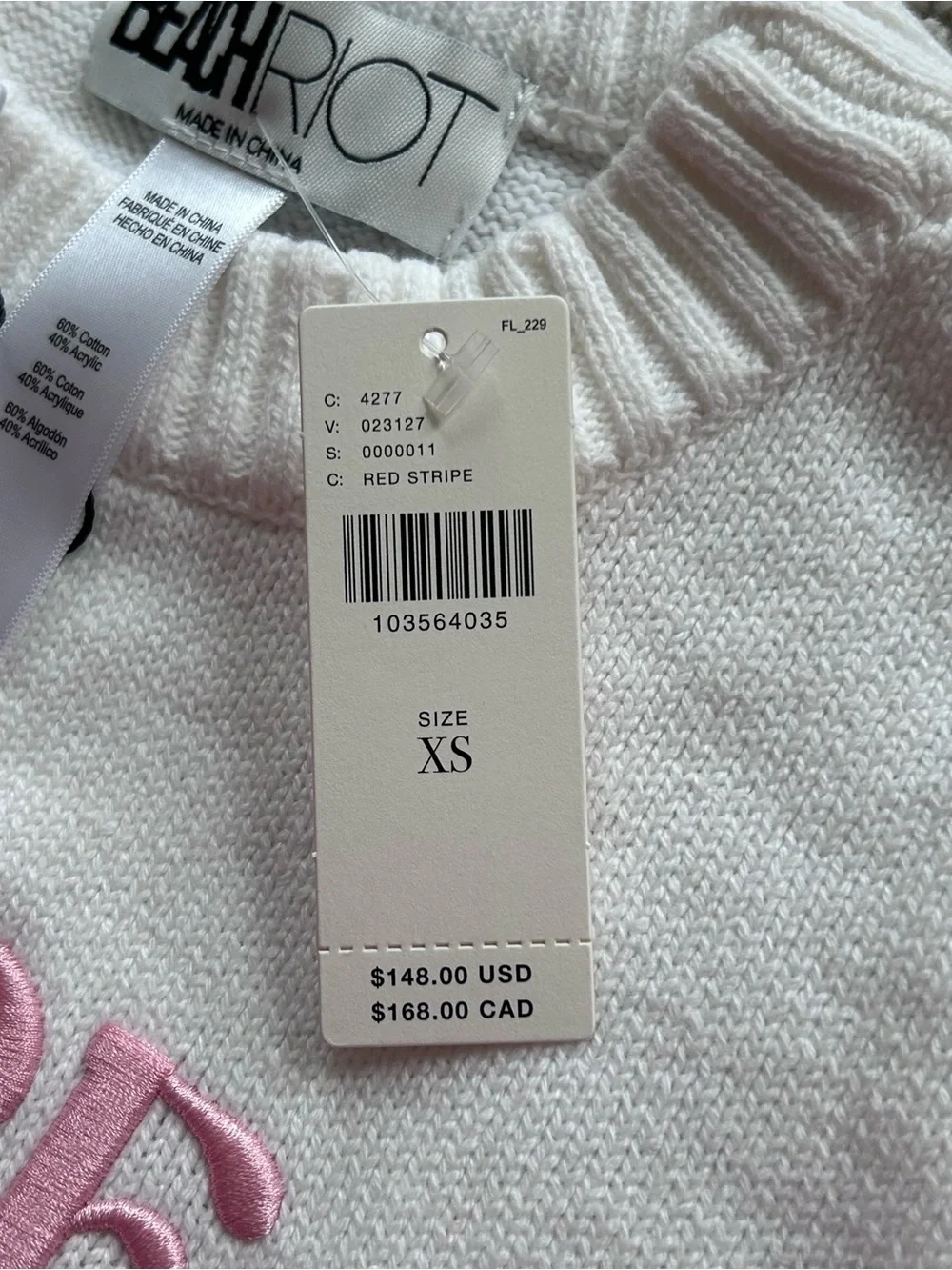 Anthropologie Beach Riot Callie Love Pink Long Sleeve Sweater Size XS NWT - Picture 7 of 10